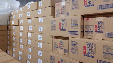 倉庫の災害備蓄品