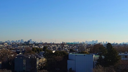 東棟屋上より都心を望む