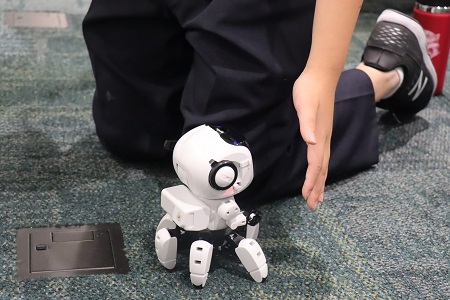 赤外線センサーによって、前方にあるものについて行くロボット
