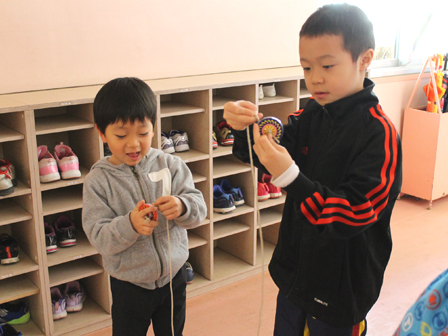 コマを一緒にやったよ